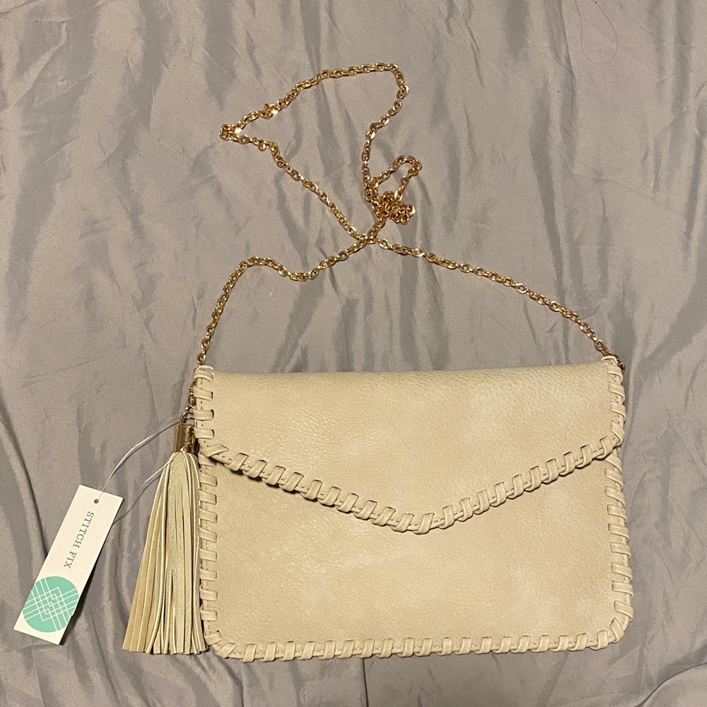 Urban Expressions Cream Clutch with Chain Strap